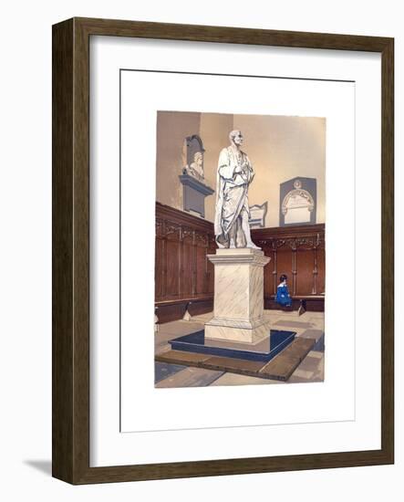 Statue of Sir Isaac Newton in the Chapel of Trinity College, Cambridge, C1850-null-Framed Giclee Print