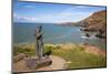 Statue of St. Carannog, Llangrannog Beach, Ceredigion (Cardigan), West Wales, Wales, UK-Billy Stock-Mounted Photographic Print