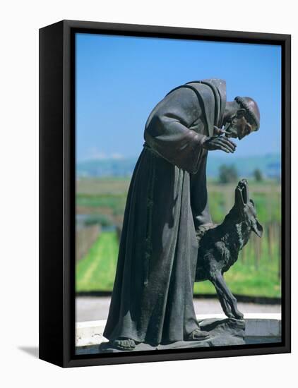 Statue of St. Francis of Assisi at the Viansa Winery, Sonoma County, California, USA-John Alves-Framed Premier Image Canvas