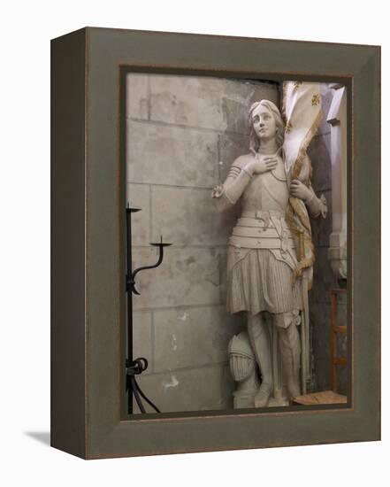 Statue of St. Joan of Arc, Dol Cathedral, Dol De Bretagne, Brittany, France, Europe-Nick Servian-Framed Premier Image Canvas