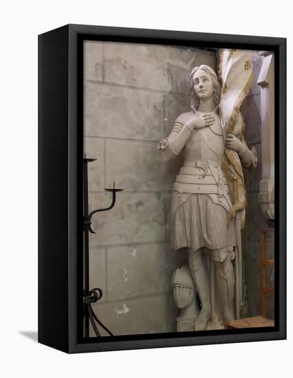 Statue of St. Joan of Arc, Dol Cathedral, Dol De Bretagne, Brittany, France, Europe-Nick Servian-Framed Premier Image Canvas