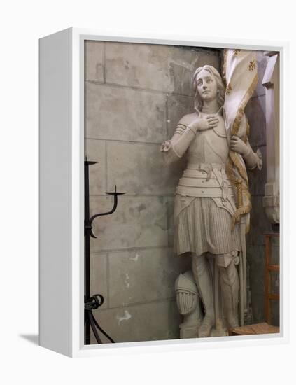 Statue of St. Joan of Arc, Dol Cathedral, Dol De Bretagne, Brittany, France, Europe-Nick Servian-Framed Premier Image Canvas