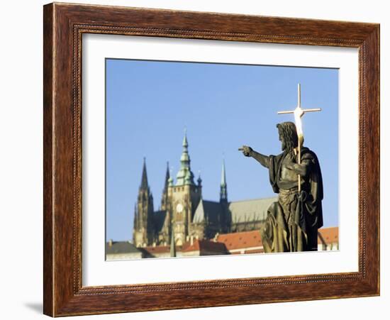 Statue of St. John the Baptist, Dating from 1857, on Charles Bridge, Prague, Czech Republic-Richard Nebesky-Framed Photographic Print