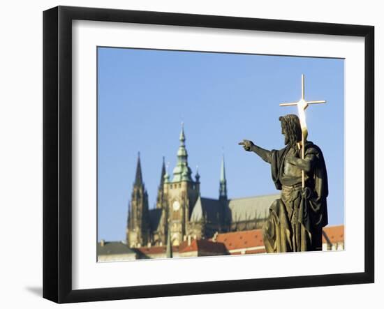 Statue of St. John the Baptist, Dating from 1857, on Charles Bridge, Prague, Czech Republic-Richard Nebesky-Framed Photographic Print