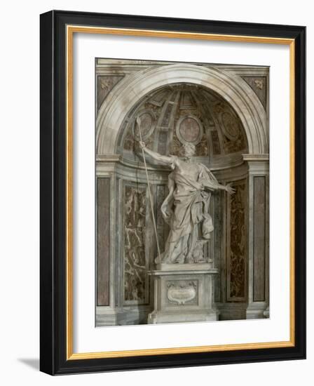 Statue of St. Longinus, at the Base of the Four Pillars Supporting the Dome, 1631-38-Giovanni Lorenzo Bernini-Framed Giclee Print