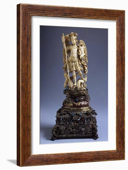 Statue of St Michael, Ivory, Italy-null-Framed Giclee Print