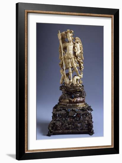 Statue of St Michael, Ivory, Italy-null-Framed Giclee Print