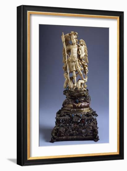 Statue of St Michael, Ivory, Italy-null-Framed Giclee Print