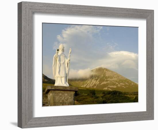 Statue of St. Patrick at the Base of Croagh Patrick Mountain, County Mayo, Connacht, Ireland-Gary Cook-Framed Photographic Print