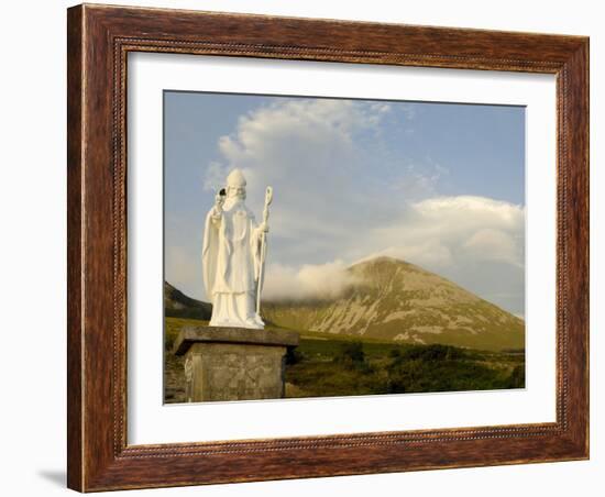 Statue of St. Patrick at the Base of Croagh Patrick Mountain, County Mayo, Connacht, Ireland-Gary Cook-Framed Photographic Print