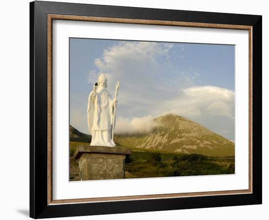 Statue of St. Patrick at the Base of Croagh Patrick Mountain, County Mayo, Connacht, Ireland-Gary Cook-Framed Photographic Print