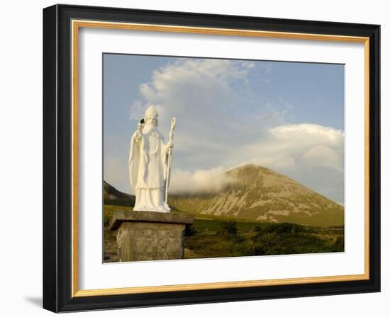 Statue of St. Patrick at the Base of Croagh Patrick Mountain, County Mayo, Connacht, Ireland-Gary Cook-Framed Photographic Print