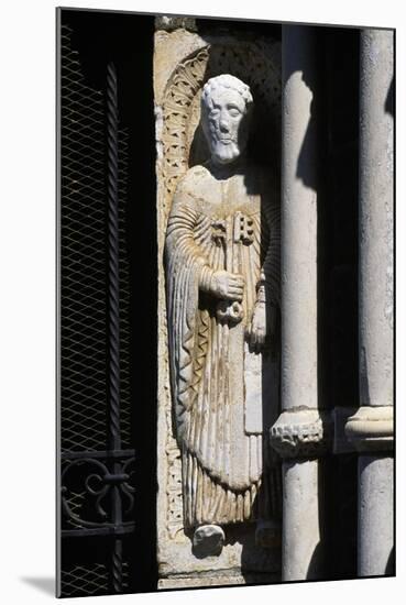 Statue of St. Peter, Entrance to Church of St. Mary Major, Tuscania, Lazio, Italy-null-Mounted Giclee Print