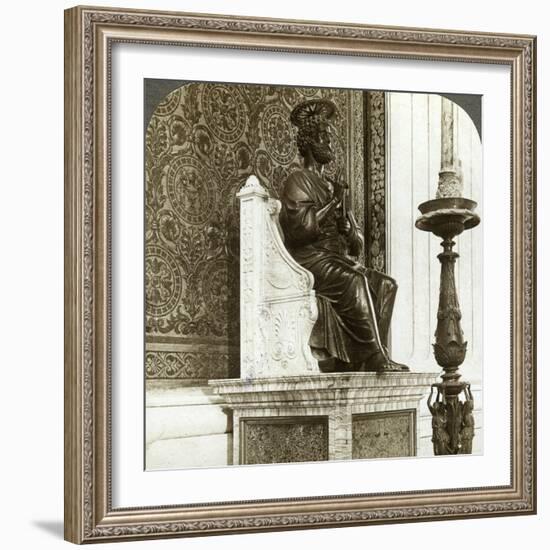 Statue of St Peter, St Peter's Basilica, Rome, Italy-Underwood & Underwood-Framed Photographic Print