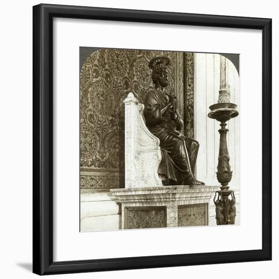 Statue of St Peter, St Peter's Basilica, Rome, Italy-Underwood & Underwood-Framed Photographic Print