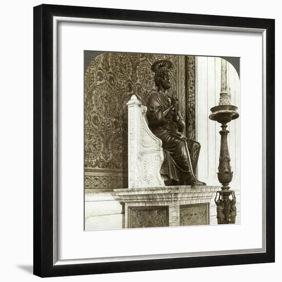 Statue of St Peter, St Peter's Basilica, Rome, Italy-Underwood & Underwood-Framed Photographic Print