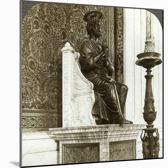 Statue of St Peter, St Peter's Basilica, Rome, Italy-Underwood & Underwood-Mounted Photographic Print