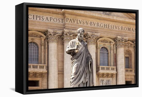 Statue of St. Peter, St. Peter's Piazza, Vatican, Rome, Lazio, Italy, Europe-Simon Montgomery-Framed Premier Image Canvas