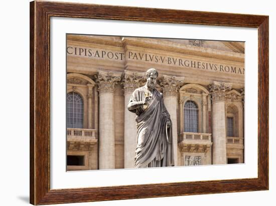 Statue of St. Peter, St. Peter's Piazza, Vatican, Rome, Lazio, Italy, Europe-Simon Montgomery-Framed Photographic Print