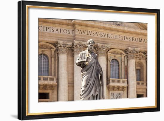 Statue of St. Peter, St. Peter's Piazza, Vatican, Rome, Lazio, Italy, Europe-Simon Montgomery-Framed Photographic Print