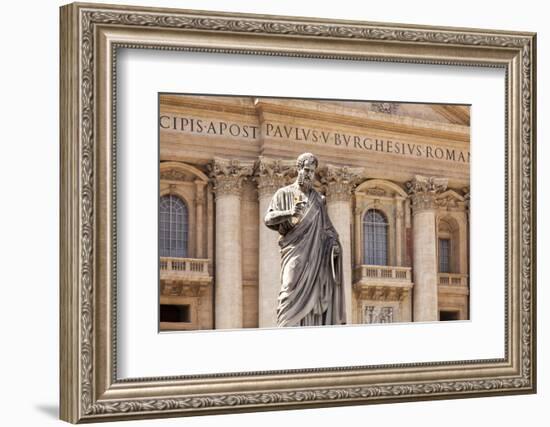 Statue of St. Peter, St. Peter's Piazza, Vatican, Rome, Lazio, Italy, Europe-Simon Montgomery-Framed Photographic Print