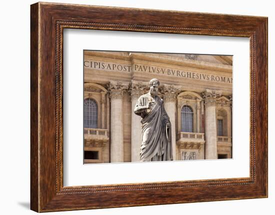 Statue of St. Peter, St. Peter's Piazza, Vatican, Rome, Lazio, Italy, Europe-Simon Montgomery-Framed Photographic Print