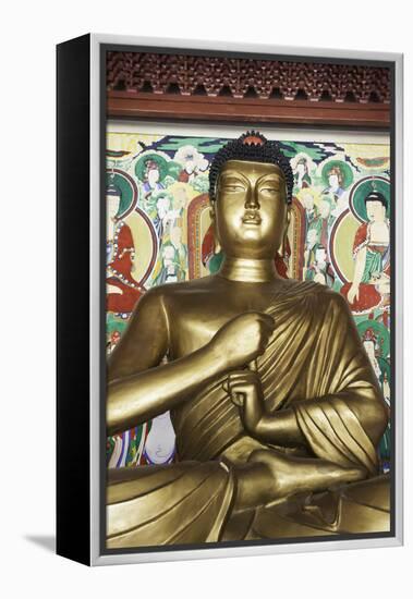 Statue of the Buddha, Pohyon Buddhist Temple, Democratic People's Republic of Korea, N. Korea-Gavin Hellier-Framed Premier Image Canvas