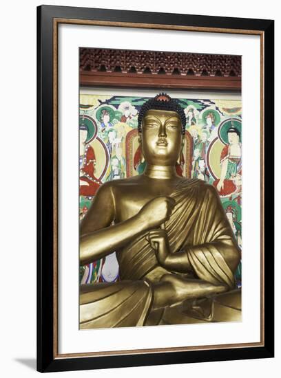 Statue of the Buddha, Pohyon Buddhist Temple, Democratic People's Republic of Korea, N. Korea-Gavin Hellier-Framed Photographic Print