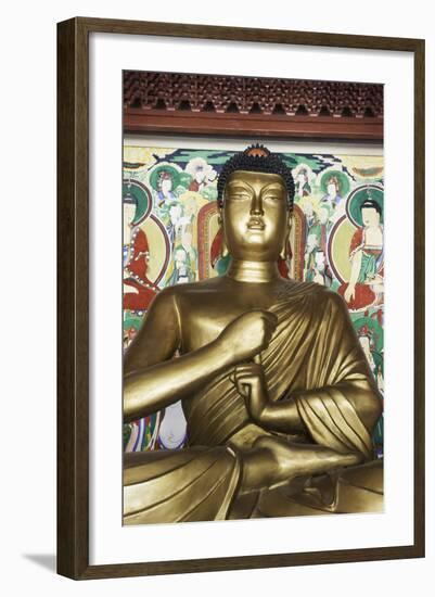 Statue of the Buddha, Pohyon Buddhist Temple, Democratic People's Republic of Korea, N. Korea-Gavin Hellier-Framed Photographic Print