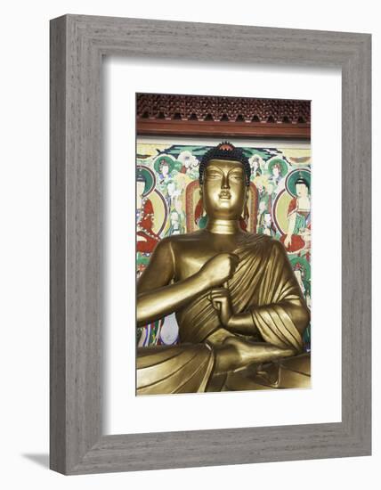 Statue of the Buddha, Pohyon Buddhist Temple, Democratic People's Republic of Korea, N. Korea-Gavin Hellier-Framed Photographic Print