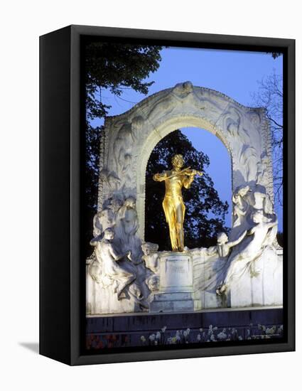 Statue of the Composer Johann Strauss on the Strauss Memorial at Twilight, Innere Stadt, Austria-Richard Nebesky-Framed Premier Image Canvas