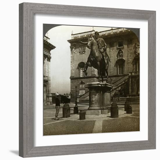 Statue of the Emperor Marcus Aurelius, Rome, Italy-Underwood & Underwood-Framed Photographic Print
