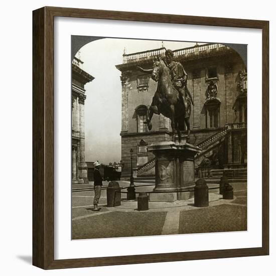 Statue of the Emperor Marcus Aurelius, Rome, Italy-Underwood & Underwood-Framed Photographic Print