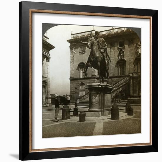 Statue of the Emperor Marcus Aurelius, Rome, Italy-Underwood & Underwood-Framed Photographic Print