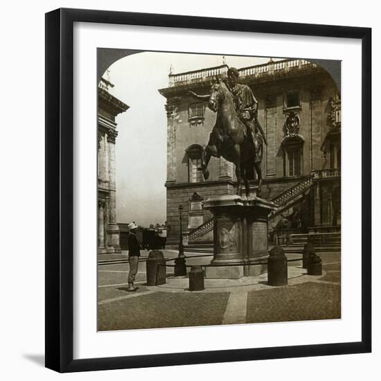 Statue of the Emperor Marcus Aurelius, Rome, Italy-Underwood & Underwood-Framed Photographic Print