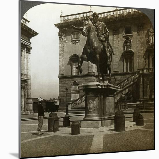 Statue of the Emperor Marcus Aurelius, Rome, Italy-Underwood & Underwood-Mounted Photographic Print
