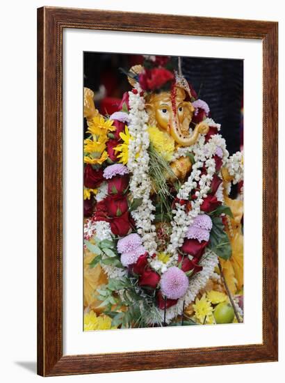 Statue of the Hindu God Ganesh with Garlands, Paris, France, Europe-Godong-Framed Photographic Print