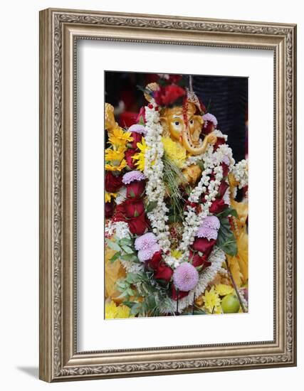 Statue of the Hindu God Ganesh with Garlands, Paris, France, Europe-Godong-Framed Photographic Print