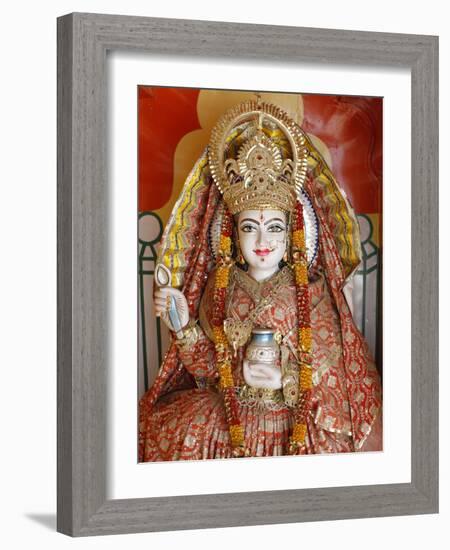 Statue of the Hindu Goddess Annapurna (Parvati) Giving Food, Lakshman Temple, Rishikesh, Uttarakhan-Godong-Framed Photographic Print