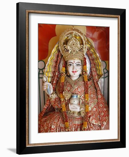 Statue of the Hindu Goddess Annapurna (Parvati) Giving Food, Lakshman Temple, Rishikesh, Uttarakhan-Godong-Framed Photographic Print