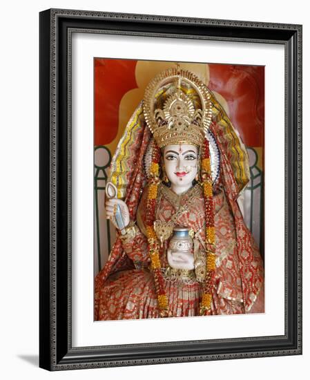 Statue of the Hindu Goddess Annapurna (Parvati) Giving Food, Lakshman Temple, Rishikesh, Uttarakhan-Godong-Framed Photographic Print