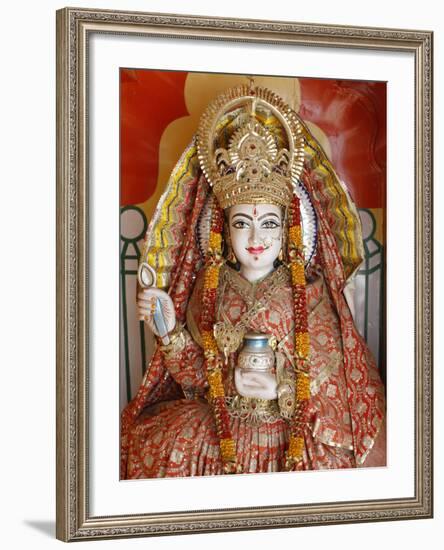 Statue of the Hindu Goddess Annapurna (Parvati) Giving Food, Lakshman Temple, Rishikesh, Uttarakhan-Godong-Framed Photographic Print