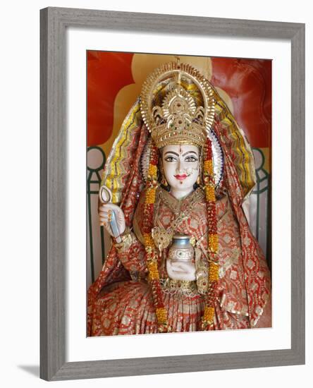 Statue of the Hindu Goddess Annapurna (Parvati) Giving Food, Lakshman Temple, Rishikesh, Uttarakhan-Godong-Framed Photographic Print