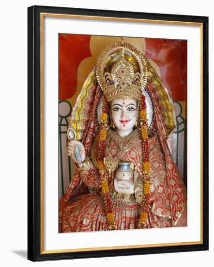 Statue of the Hindu Goddess Annapurna (Parvati) Giving Food, Lakshman Temple, Rishikesh, Uttarakhan-Godong-Framed Photographic Print