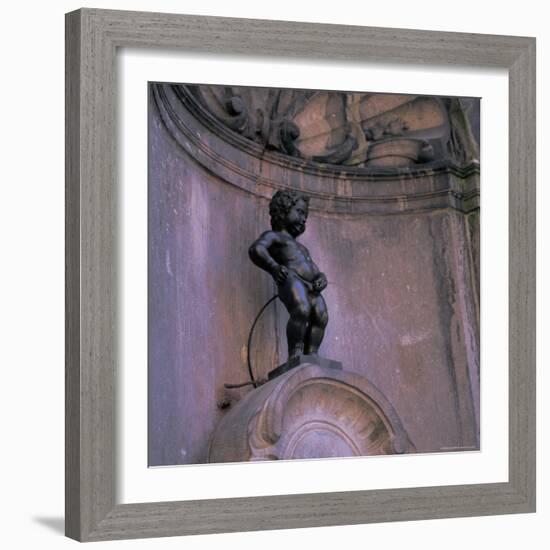 Statue of the Manneken Pis, Brussels (Bruxelles), Belgium, Europe-Roy Rainford-Framed Photographic Print