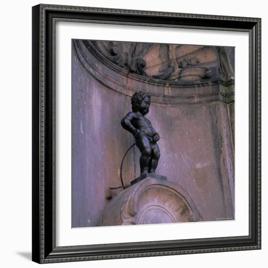 Statue of the Manneken Pis, Brussels (Bruxelles), Belgium, Europe-Roy Rainford-Framed Photographic Print