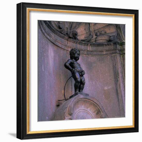 Statue of the Manneken Pis, Brussels (Bruxelles), Belgium, Europe-Roy Rainford-Framed Photographic Print