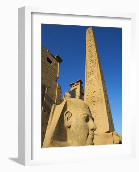 Statue of the Pharaoh Ramesses Ii and Obelisk, Temple of Luxor, Thebes, UNESCO World Heritage Site,-Tuul-Framed Photographic Print