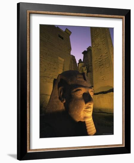 Statue of the Pharaoh Ramses II at Entrance to the Temple of Luxor, Thebes, Egypt, North Africa-Nico Tondini-Framed Photographic Print