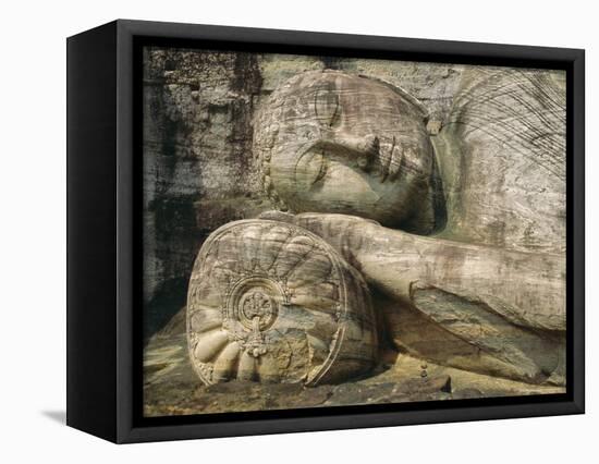Statue of the Reclining Buddha, Attaining Nirvana, Gal Vihara, Polonnaruwa, Sri Lanka-Robert Harding-Framed Premier Image Canvas